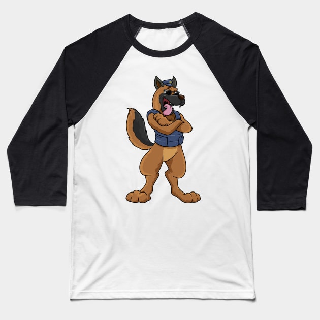 Police dog as police officer with protective vest Baseball T-Shirt by Markus Schnabel